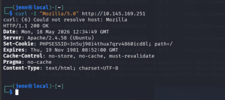 proper curl with Mozilla UA returning clean headers and PHPSESSID